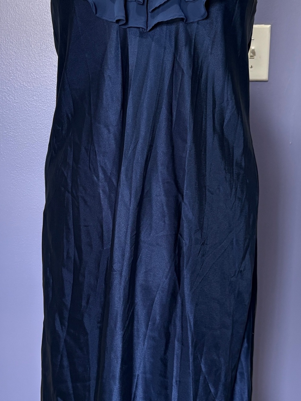 Oscar de la Renta Pink Label Navy Ruffle Nightgown Dress